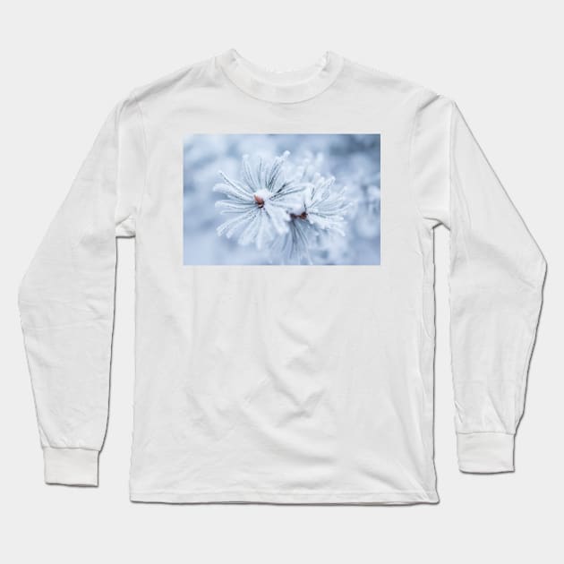 Hoarfrost on tree needles Long Sleeve T-Shirt by Juhku